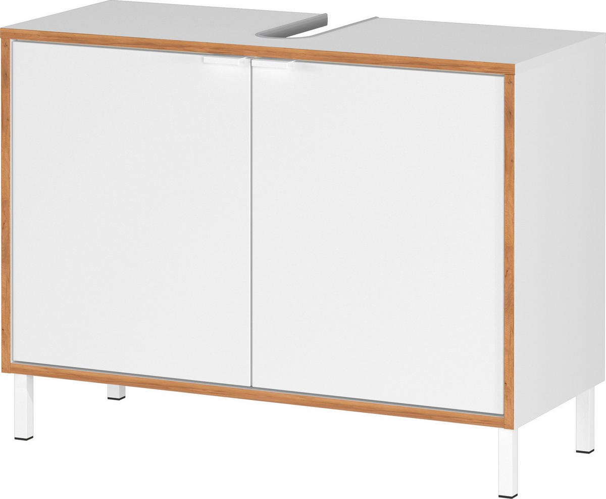 WASCHBECKENUNTERSCHRANK 80/60/35 cm  - Eichefarben/Weiß, MODERN, Holzwerkstoff/Metall (80/60/35cm) - Germania