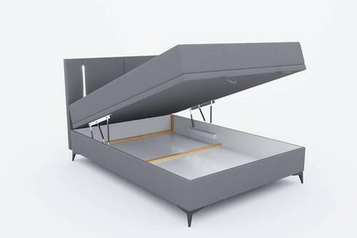 BOXBETT 140/200 cm  in Dunkelgrau  - Dunkelgrau/Schwarz, Konventionell, Textil/Metall (140/200cm) - Carryhome