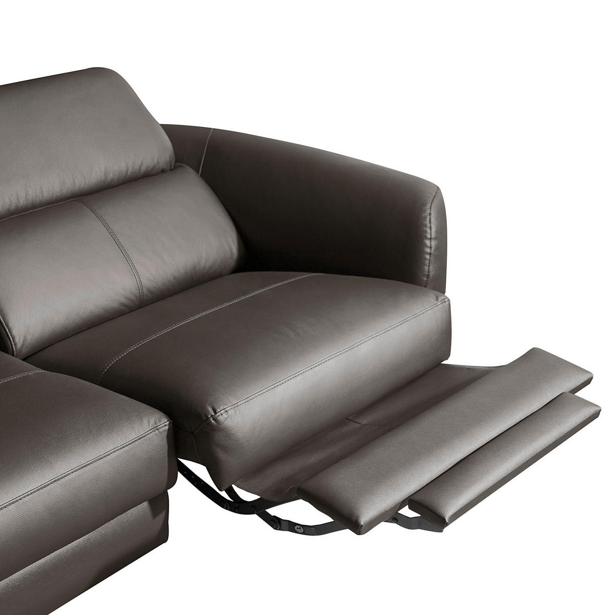 ECKSOFA Dunkelbraun Echtleder Lederlook  - Dunkelbraun/Schwarz, Design, Leder/Textil (183/261cm) - Livetastic
