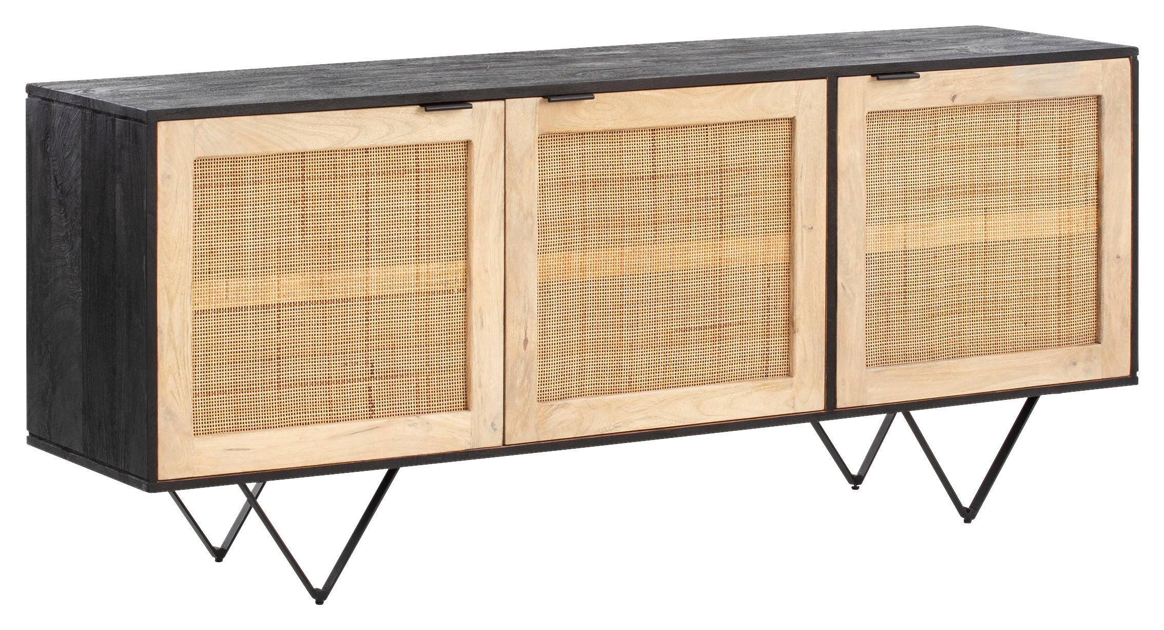 SIDEBOARD  175/75/45 cm  - Hellbraun/Schwarz, LIFESTYLE, Holz/Metall (175/75/45cm) - MID.YOU