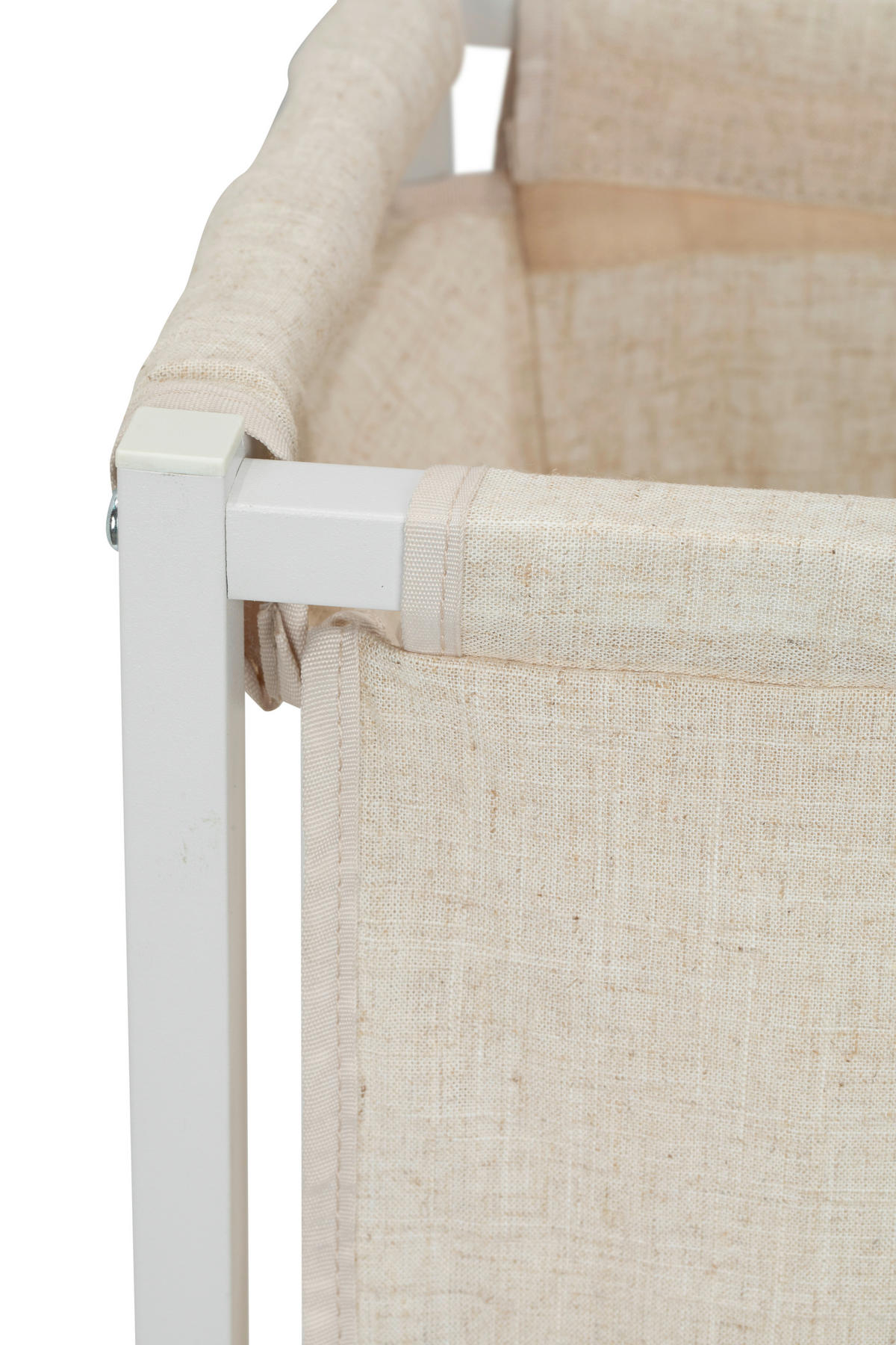 WÄSCHEKORB - Beige/Weiß, MODERN, Textil/Metall (55/78/29cm) - PBJ