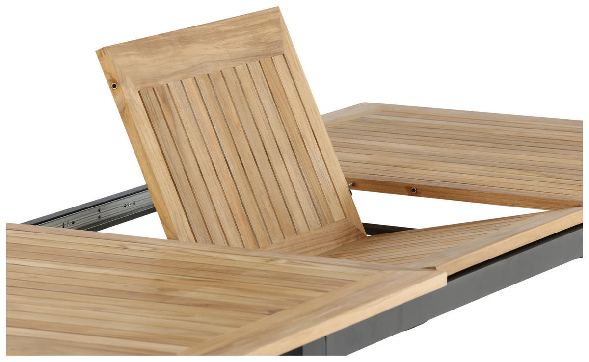 UTEBORD trä, metall rektangulär  - teakfärg/svart, Klassisk, metall/trä (210/90/75cm) - Gardenson