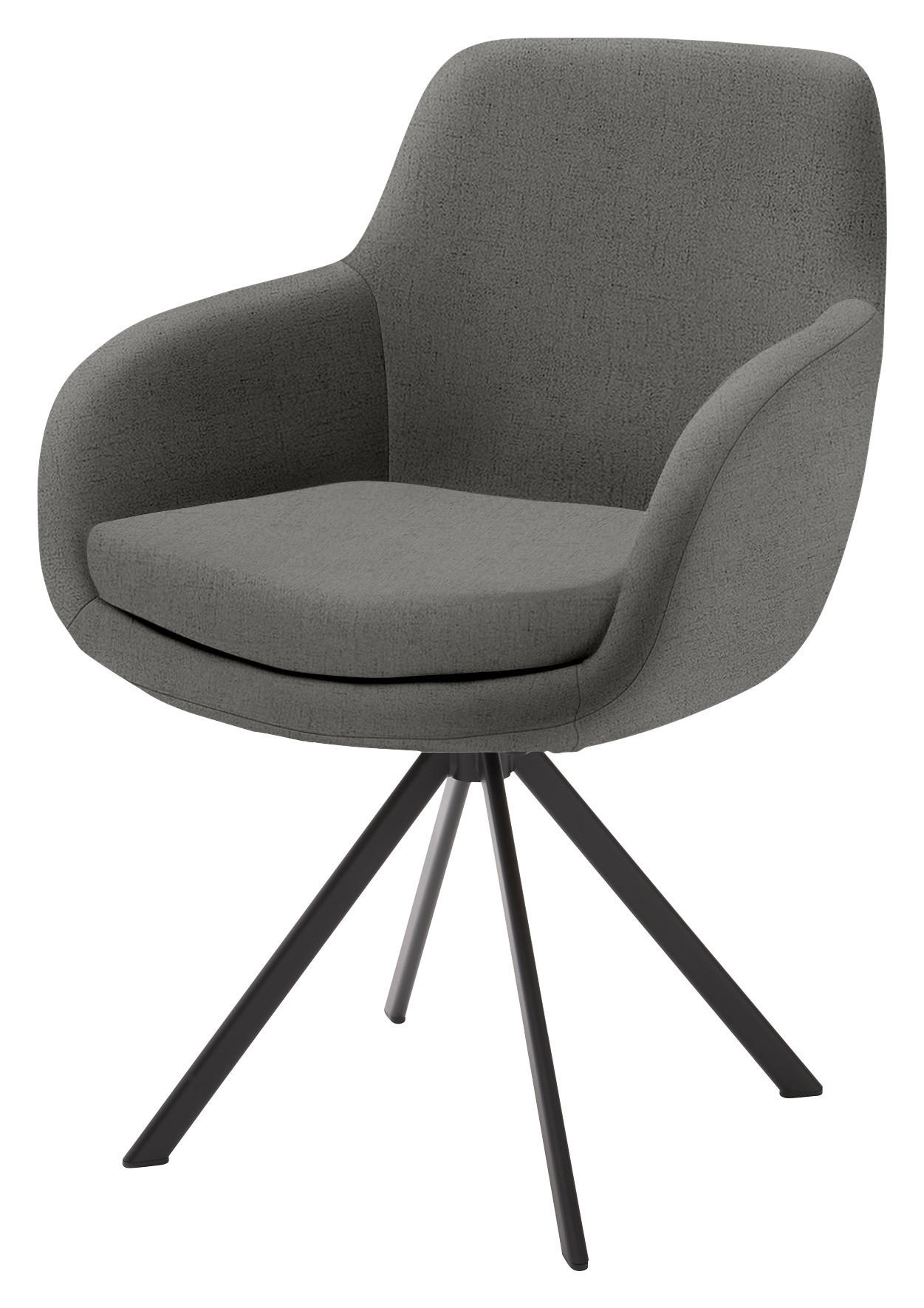 Thumbnail - Musterring Armlehnstuhl Tavia, Dunkelgrau, Metall, Textil, eckig, Stativgestell, 62x86x66 cm, Beinauswahl, Lederauswahl,...