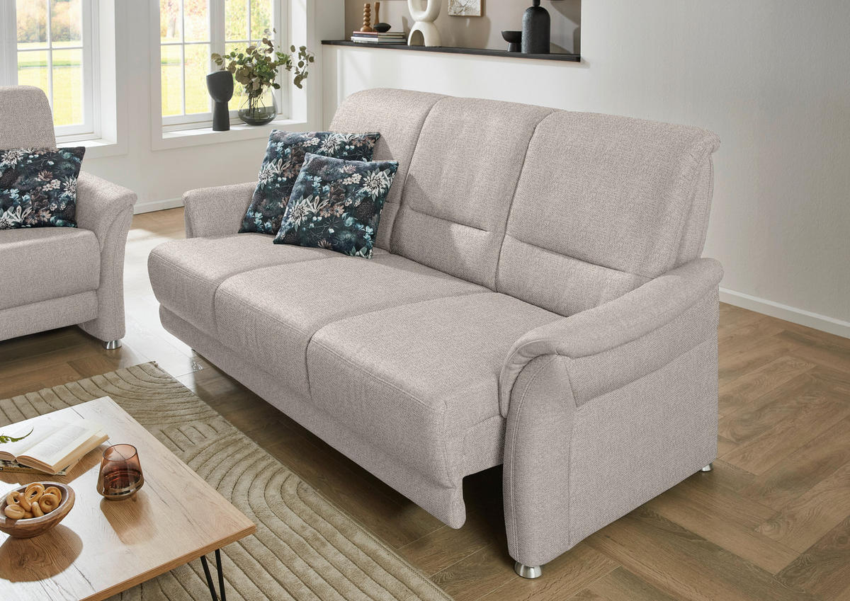 SITZGARNITUR Flachgewebe Beige  - Beige/Alufarben, Konventionell, Textil/Metall (198/172/96/93cm) - Beldomo Premium