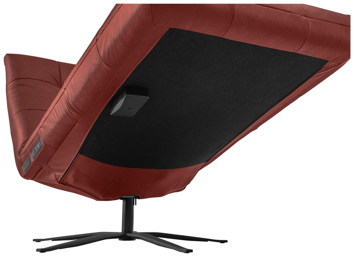 RELAXLIEGE in Echtleder Rot  - Rot/Schwarz, MODERN, Leder/Metall (82/53-115/156-206cm) - Pure Home Comfort