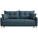 SCHLAFSOFA  in Struktur Blau  - Blau/Buchefarben, Design, Holz/Textil (217/97/101cm) - Carryhome