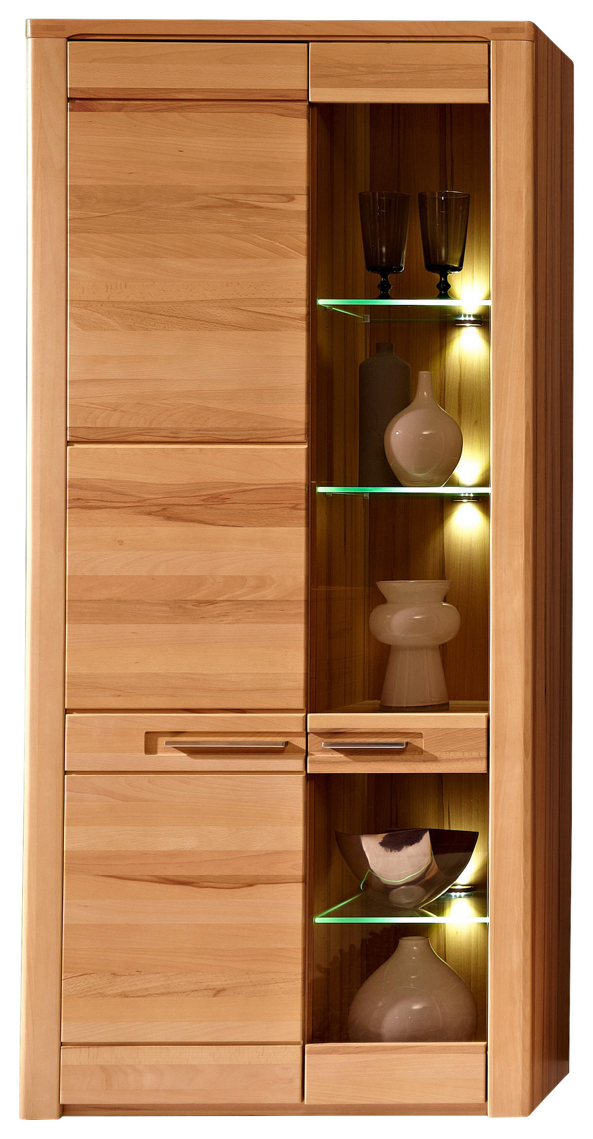 VITRINE in teilmassiv Kernbuche Buchefarben  - Buchefarben, Basics, Holz/Holzwerkstoff (85/185/40cm) - Livetastic