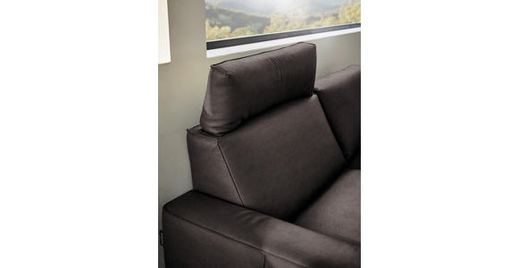2,5-SITZER in Leder Dunkelbraun - Dunkelbraun/Schwarz, Design, Leder/Metall (200/102/92cm) - Johann Jakob