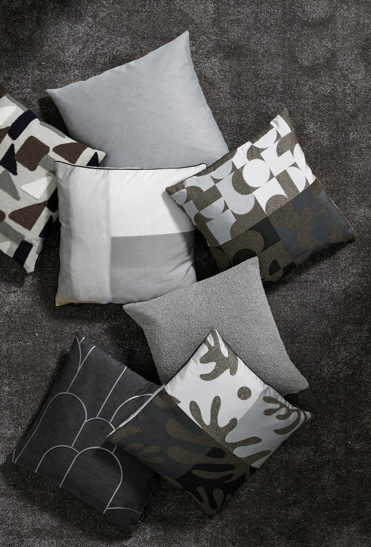 KISSENHÜLLE 49/49 cm  - Taupe/Schwarz, Design, Textil (49/49cm) - Apelt