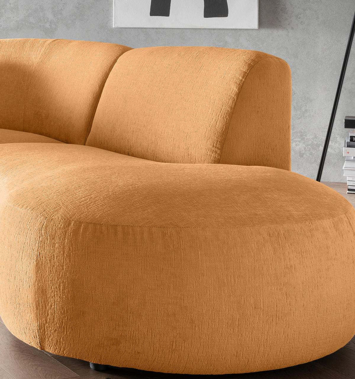ECKSOFA in Mikrofaser Goldfarben  276/182 cm  - Goldfarben/Schwarz, MODERN, Kunststoff/Textil (276/182cm) - Livetastic
