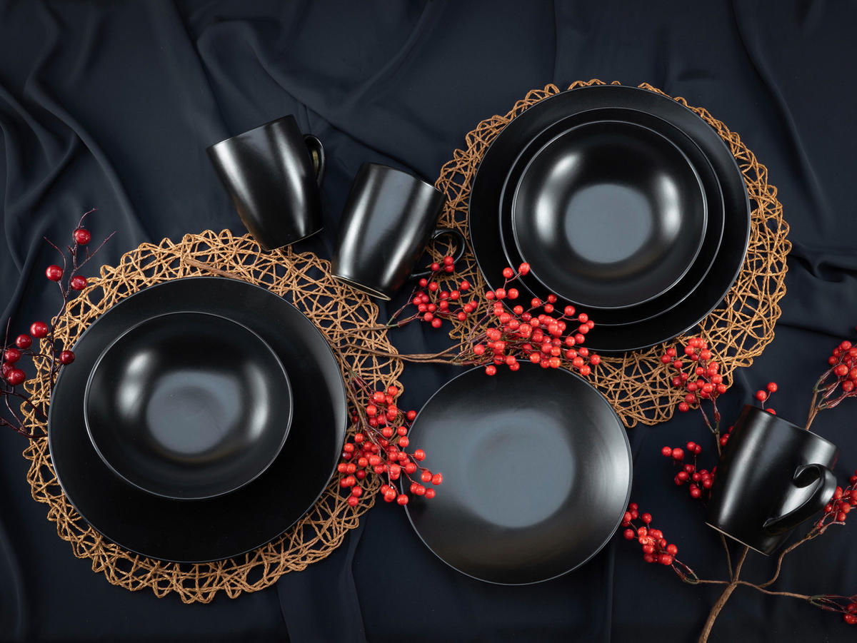 KOMPLETT SERVIS 16 delar  - svart, Trend, keramik - Creatable