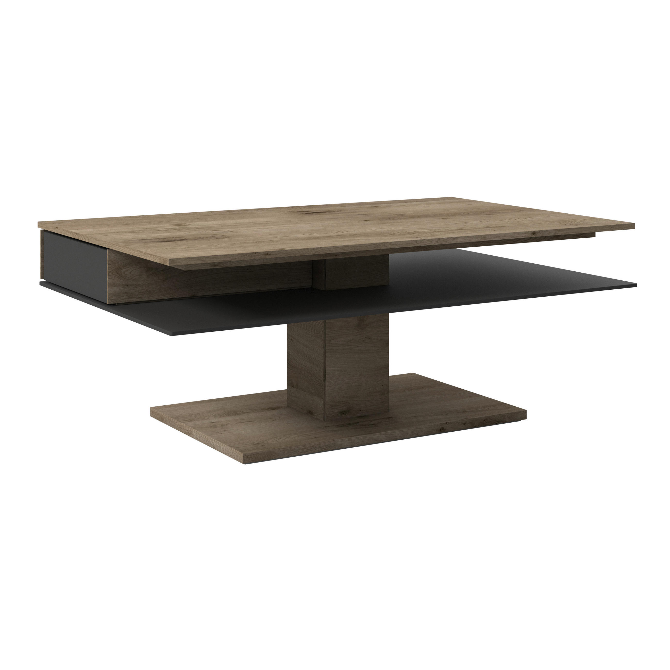 COUCHTISCH Altholz, Eiche massiv Farbglas 120/75/46 cm rechteckig Anthrazit, Eichefarben  - Eichefarben/Anthrazit, Design, Glas/Holz (120/75/46cm) - Voglauer