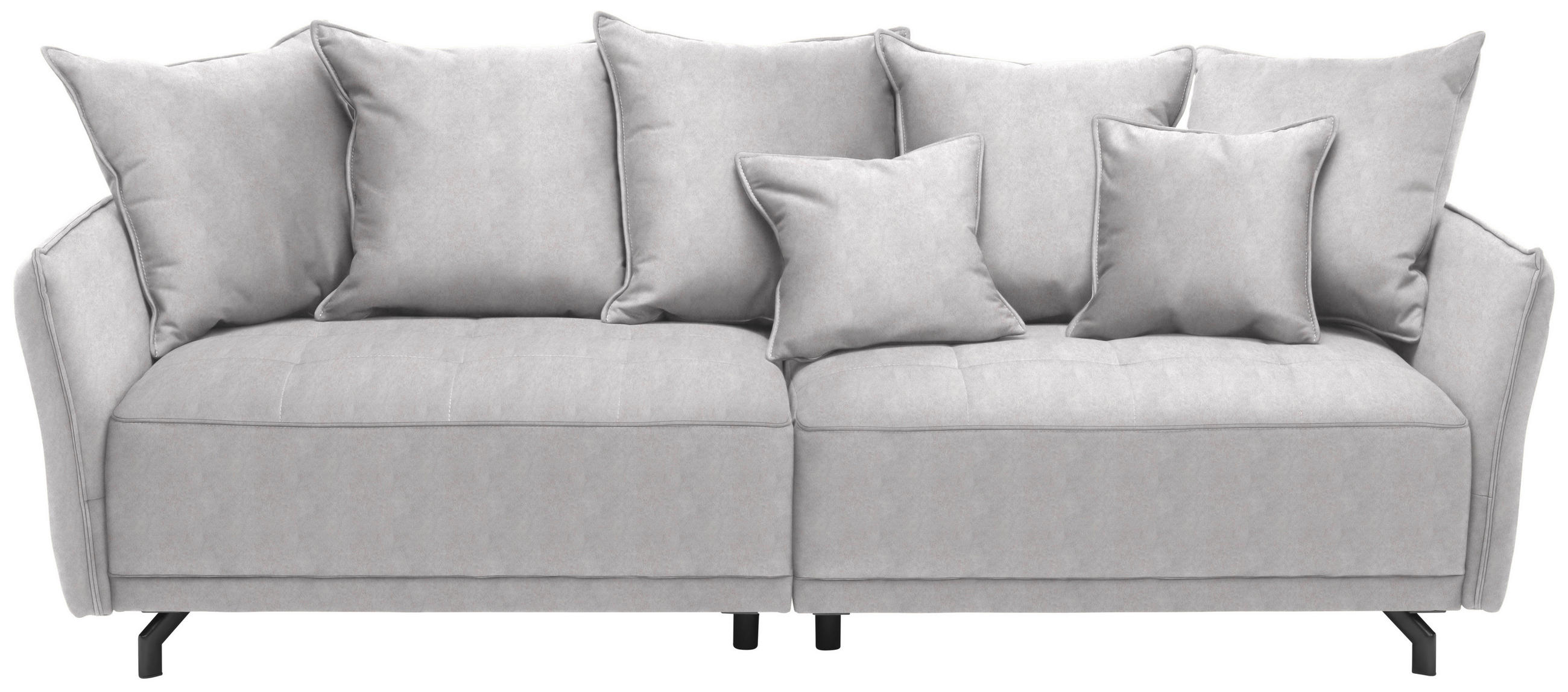 BIGSOFA in Velours Hellgrau  - Hellgrau/Schwarz, Design, Textil/Metall (226/91/103cm) - Carryhome
