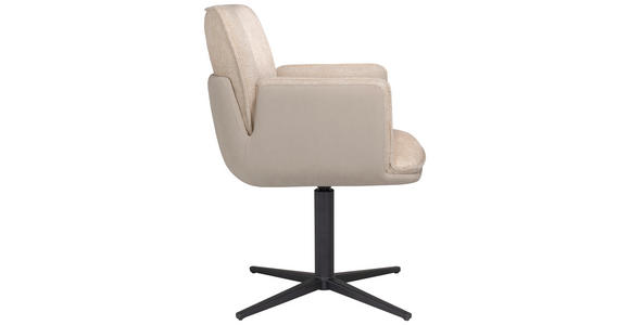ARMLEHNSTUHL in Eisen Samt, Mikrofaser - Beige/Schwarz, Design, Textil/Metall (63/85/64cm) - Novel