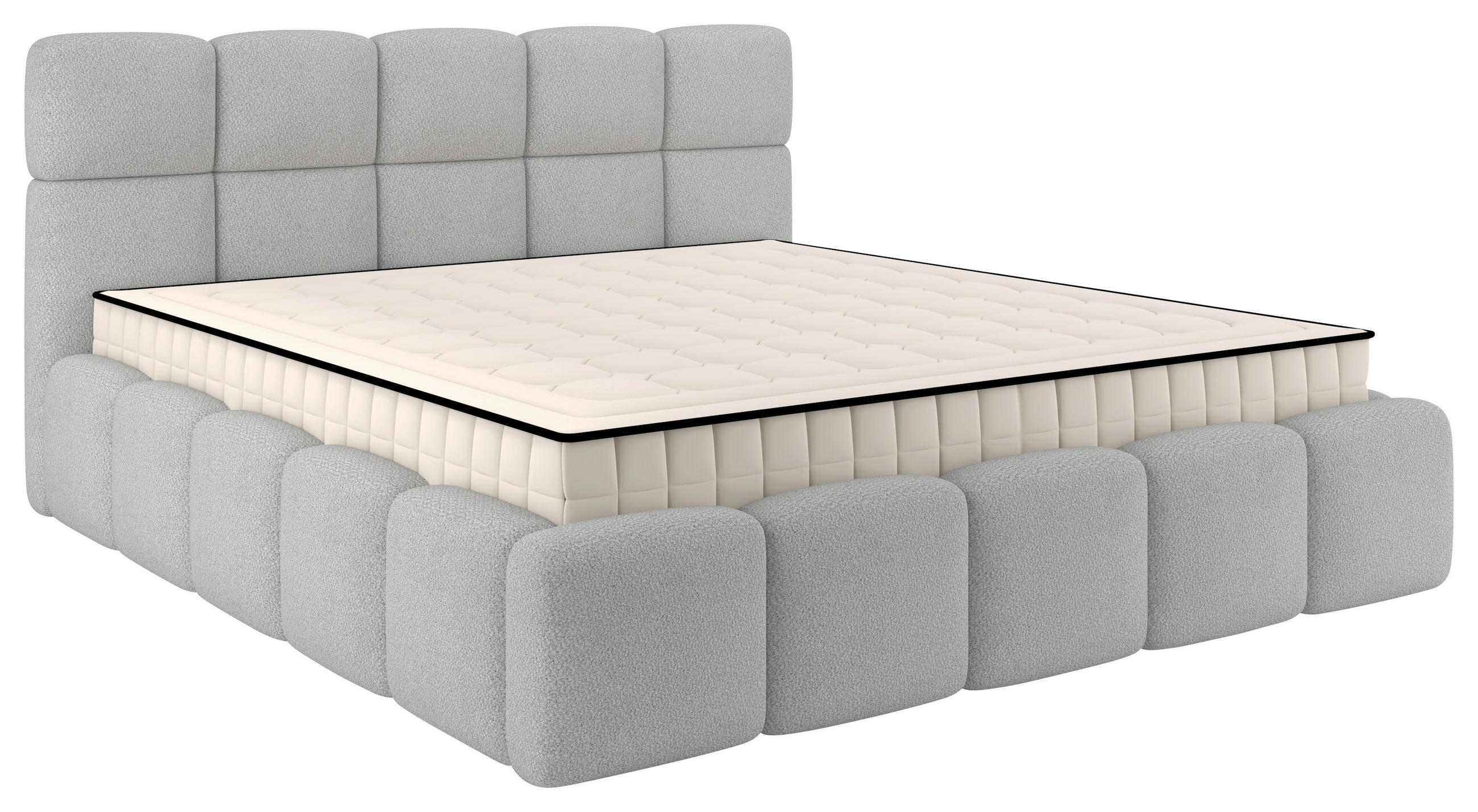 Polsterbett Cloudy mit Matratze Silberfarben, Lf: 160x200 cm