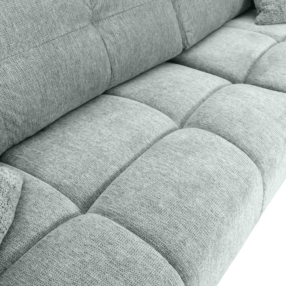 ECKSOFA in Flachgewebe Hellgrau  - Hellgrau/Schwarz, KONVENTIONELL, Textil/Metall (295/180cm) - Carryhome