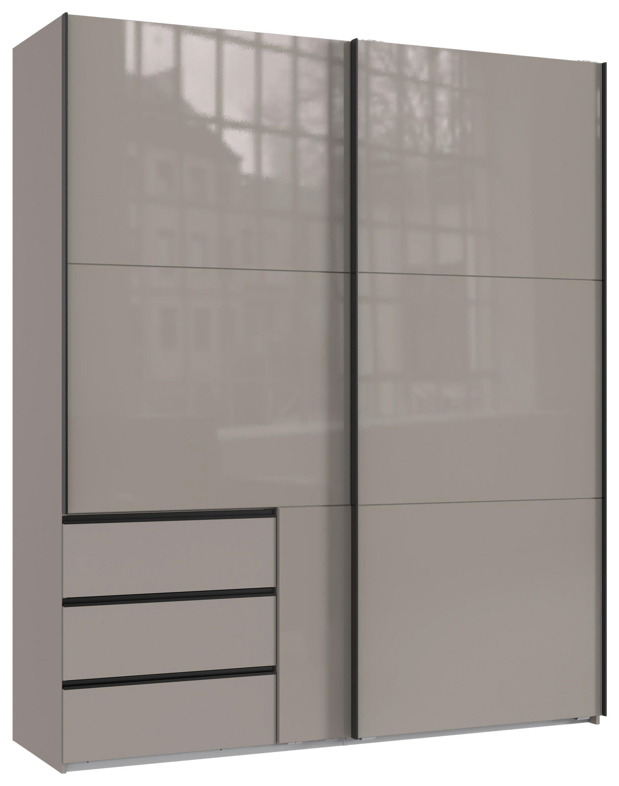 SCHWEBETÜRENSCHRANK  in Sahara  - Schwarz/Sahara, KONVENTIONELL, Glas/Holzwerkstoff (200/236/65cm) - Hom`in