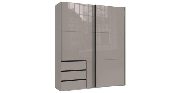 SCHWEBETÜRENSCHRANK  in Sahara  - Schwarz/Sahara, KONVENTIONELL, Glas/Holzwerkstoff (200/236/65cm) - Hom`in