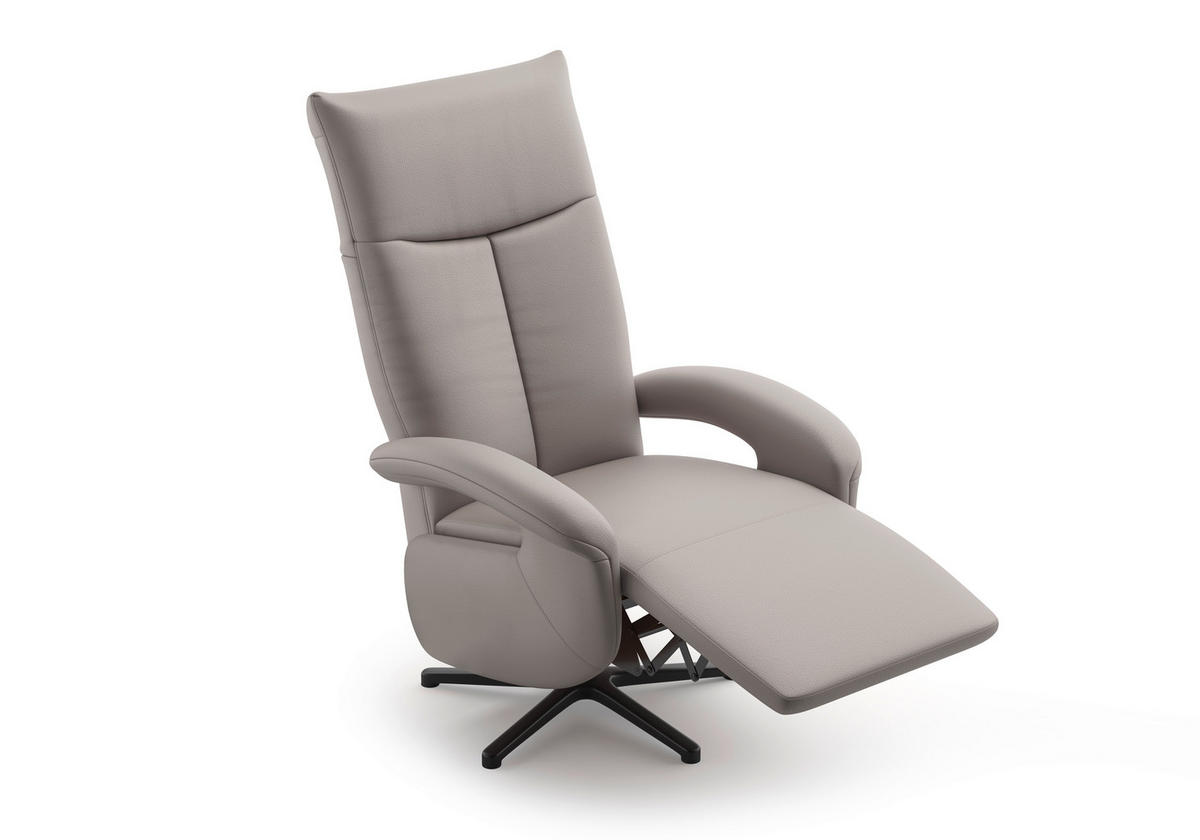 SESSEL in Echtleder Hellgrau  - Hellgrau/Schwarz, KONVENTIONELL, Leder/Metall (74/112/82cm) - Sit & More