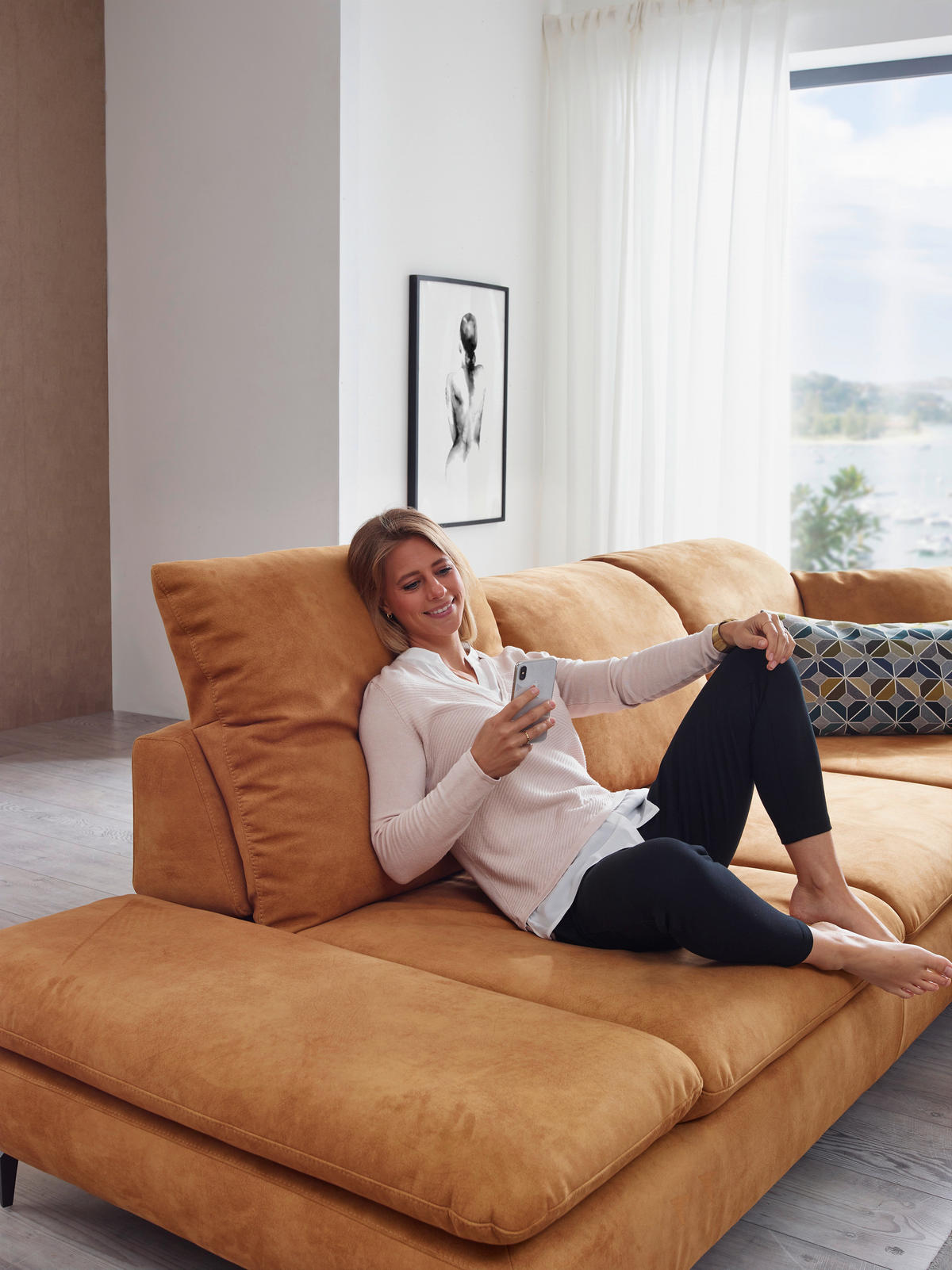 SAROKKANAPÉ textil currysárga  - fekete/currysárga, Design, textil/fém (315/200cm) - Chilliano