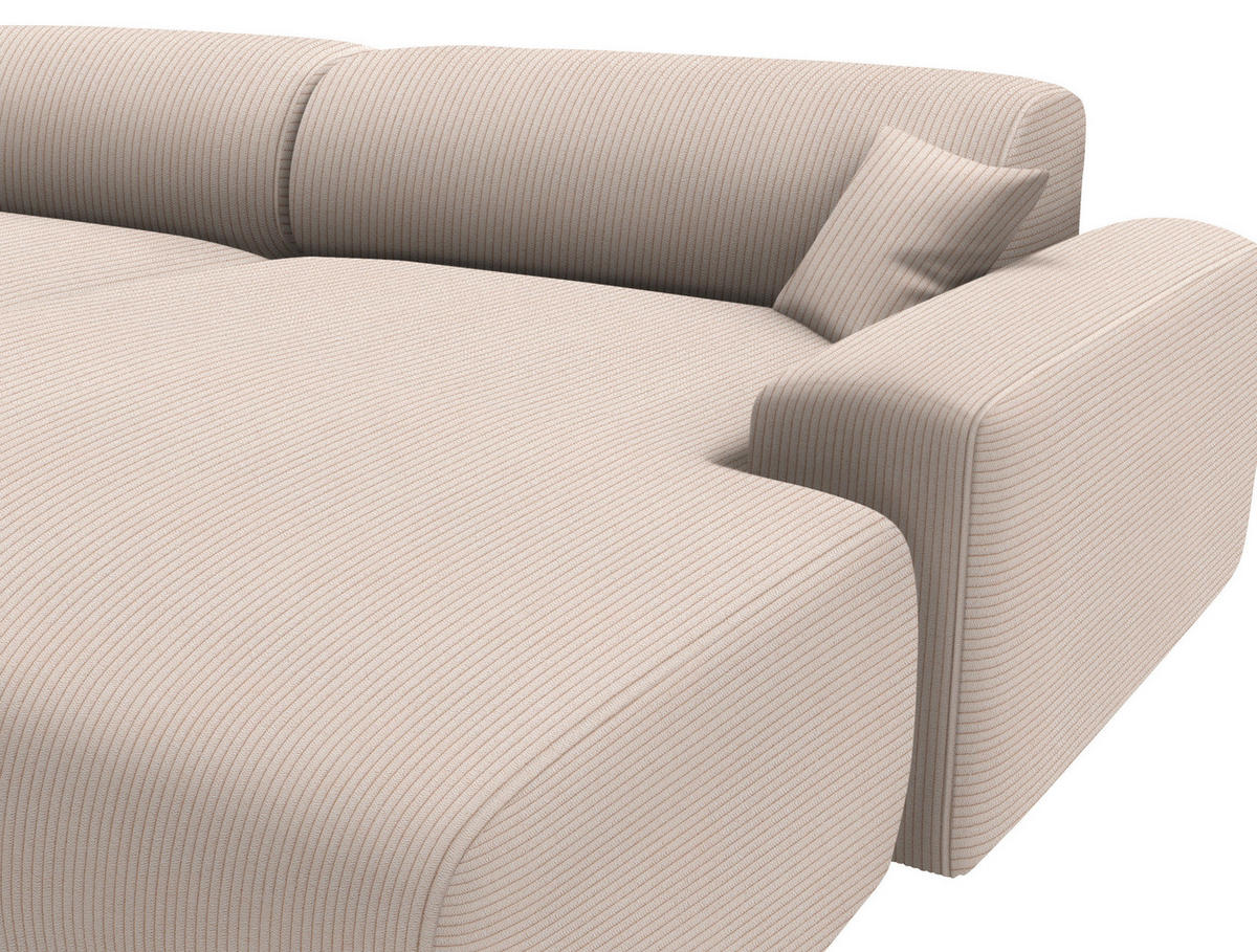 ECKSOFA in Velours, Feincord Beige  - Beige/Schwarz, Design, Kunststoff/Textil (292/178cm) - Livetastic
