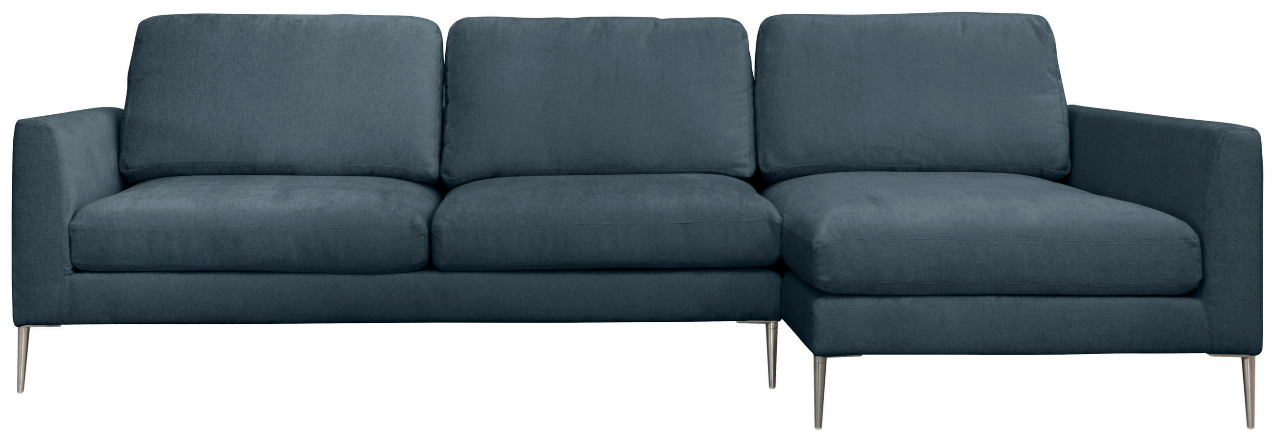 ECKSOFA Dunkelgrau Chenille  - Dunkelgrau/Silberfarben, KONVENTIONELL, Textil/Metall (284/143cm) - Carryhome