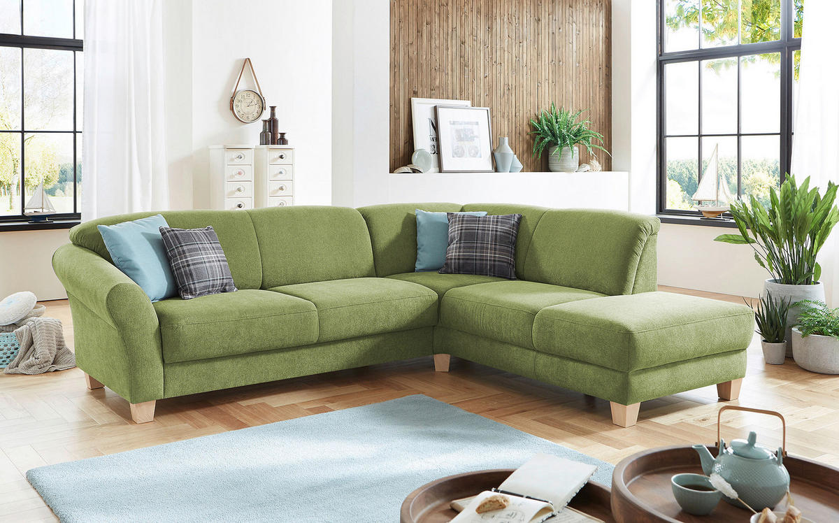 ECKSOFA in Flachgewebe Grün  - Naturfarben/Grün, Konventionell, Holz/Textil (257/212cm) - Sit & More