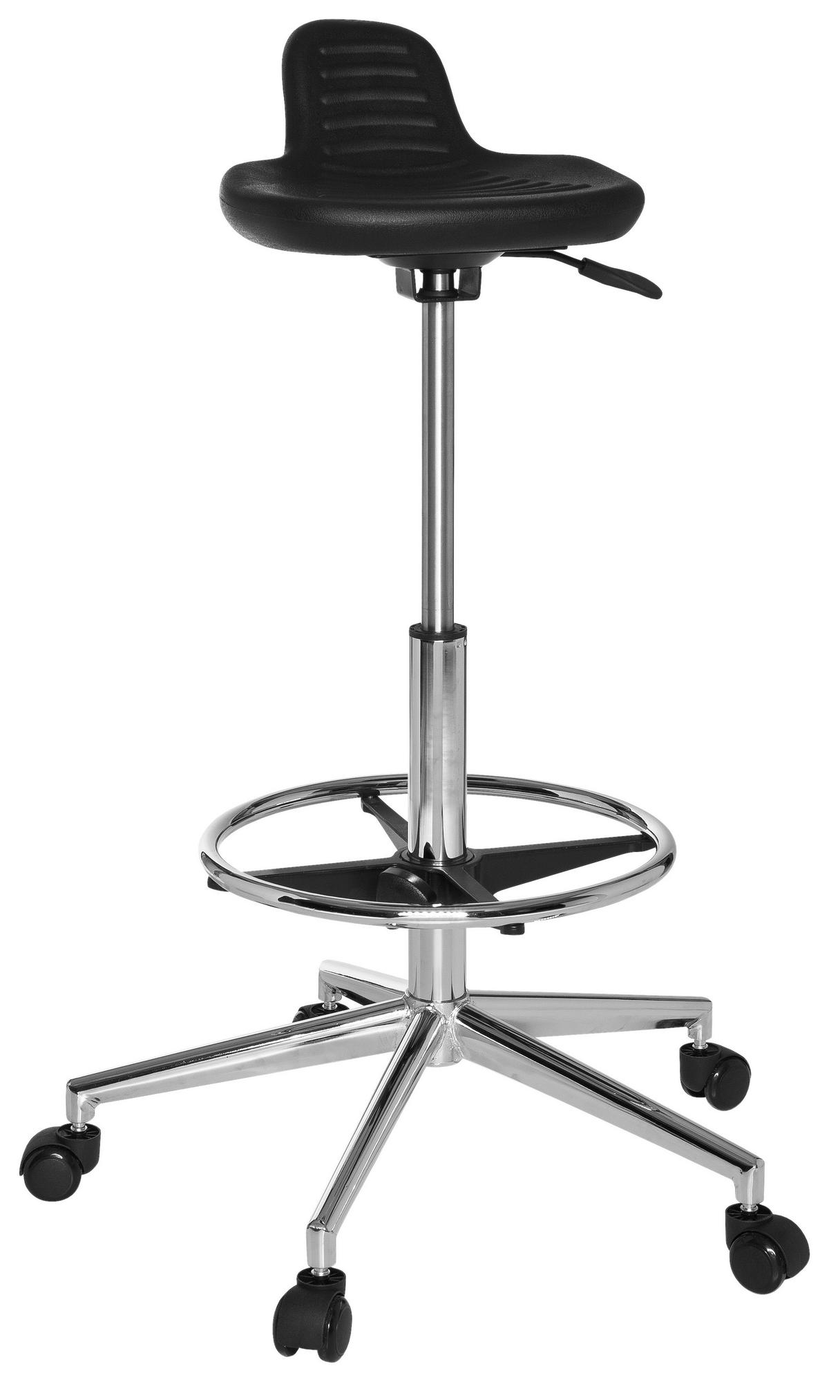 BÜROHOCKER 32/74/35 cm  - Chromfarben/Schwarz, MODERN, Kunststoff/Metall (32/74/35cm) - MID.YOU