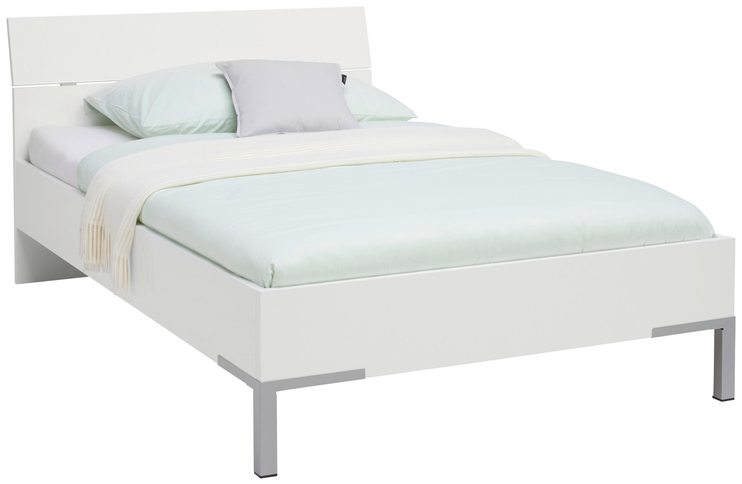 BETT in Weiß  - Weiß/Grau, KONVENTIONELL, Holzwerkstoff/Metall (120/200cm) - Xora