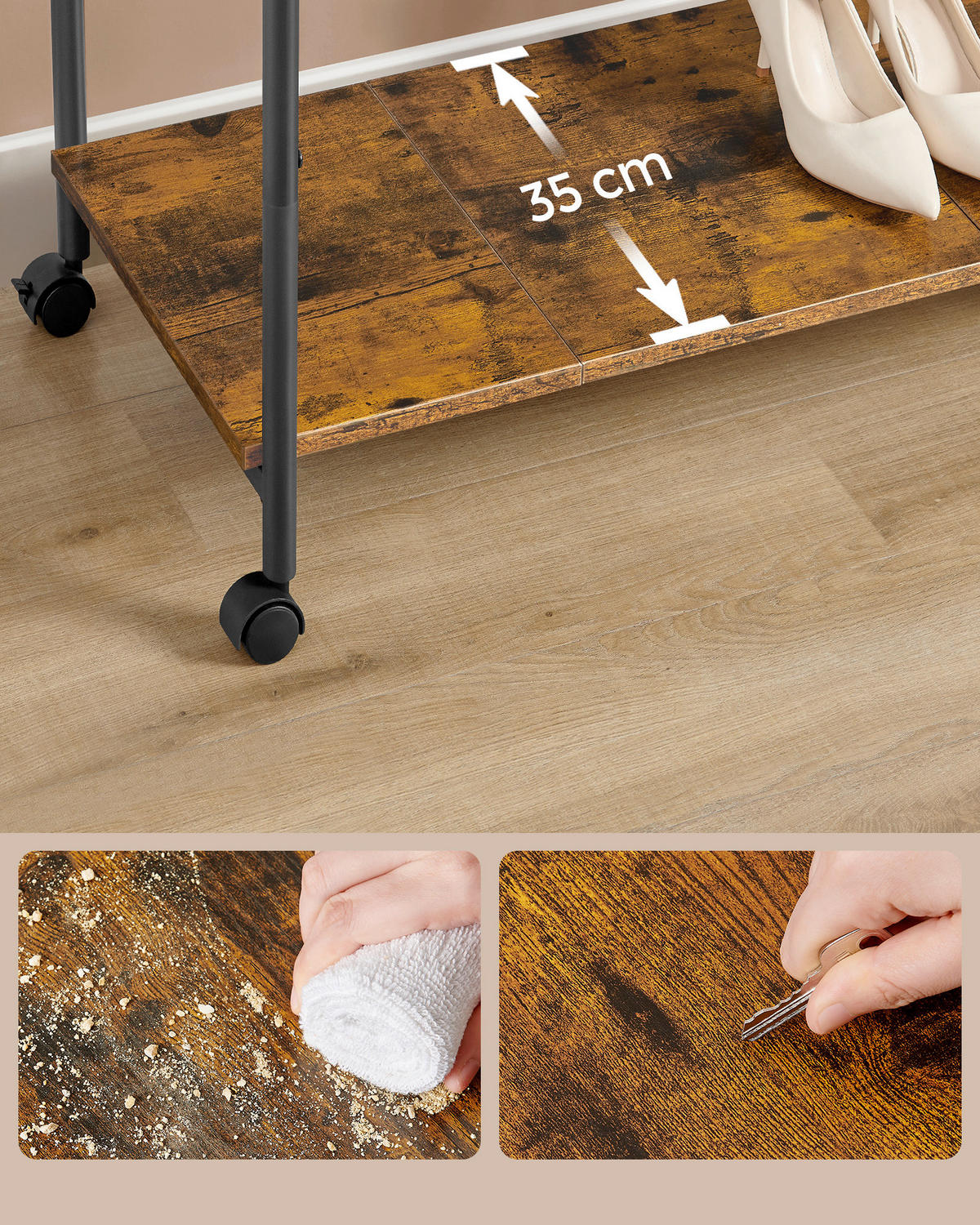 KLEIDERWAGEN in Braun, Schwarz 98,5/156,8/39,6 cm   - Schwarz/Braun, Basics, Holzwerkstoff/Kunststoff (98,5/156,8/39,6cm)