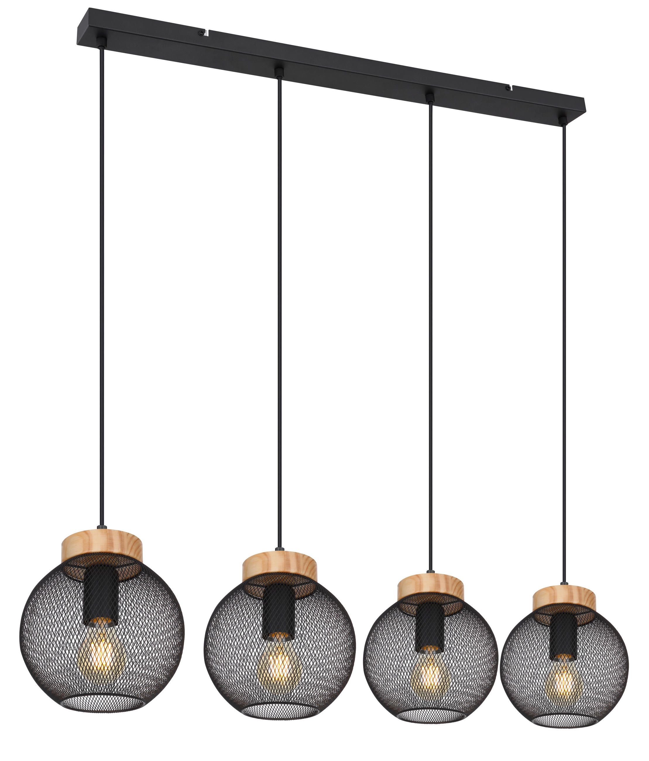 HÄNGELEUCHTE 95/20/120 cm  - Schwarz/Braun, Basics, Holz/Metall (95/20/120cm) - Globo