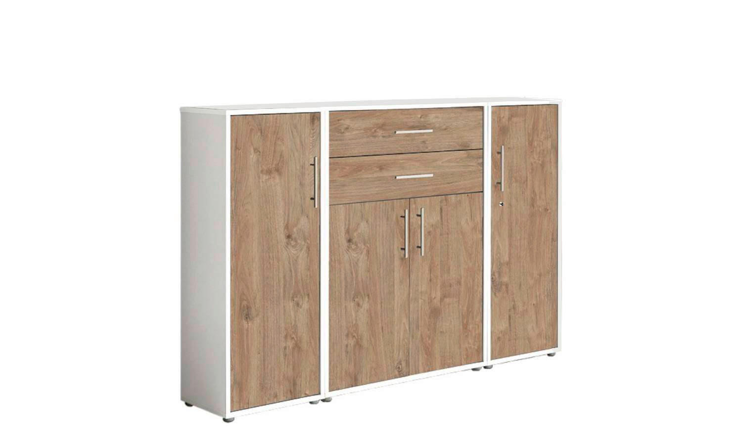 AKTENSCHRANK Weiß, Eichefarben  - Eichefarben/Weiß, MODERN, Holzwerkstoff (172,6/113,6/33cm) - MID.YOU