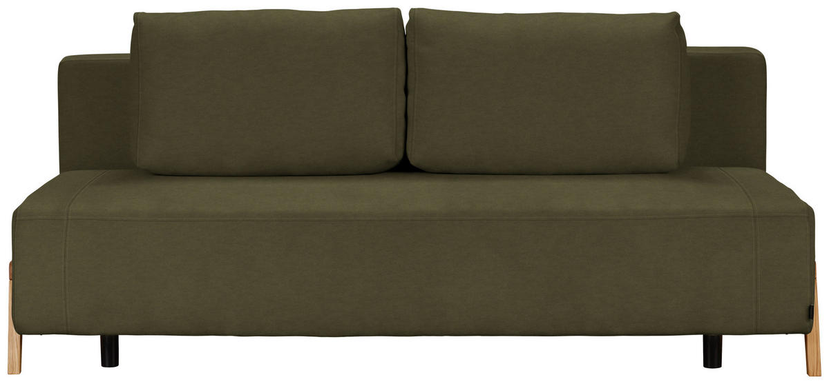 SCHLAFSOFA  mit Stoffauswahl, Liegefunktion, Schlafen auf Sitzhöhe Mikrofaser Olivgrün  - Naturfarben/Olivgrün, Design, Holz/Textil (211/88/102cm) - Niels Andersson