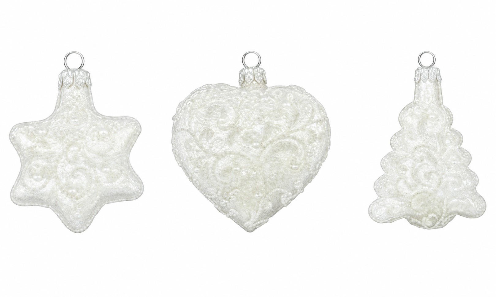 DEKOHÄNGER 3-teilig Shiny Silence  - Weiß, LIFESTYLE, Glas/Metall (7,5cm) - X-Mas