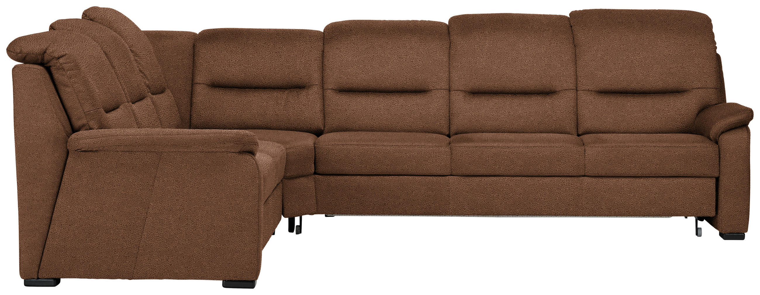 ECKSOFA in Mikrofaser Hellbraun  - Hellbraun/Schwarz, Konventionell, Holz/Textil (245/303cm) - Beldomo Comfort