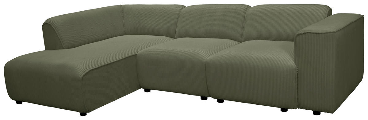 ECKSOFA ANTHONY Grün Cord  - Schwarz/Grün, Design, Kunststoff/Textil (163/275cm) - MID.YOU