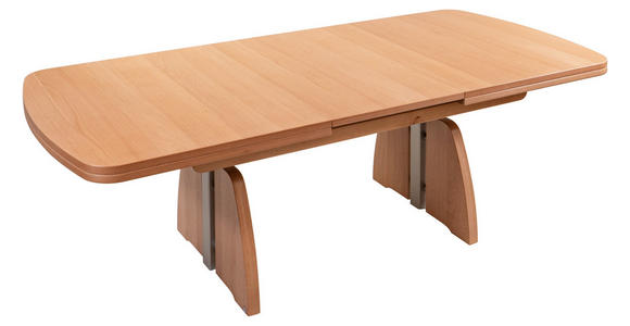 COUCHTISCH in Holz, Metall 125-245/75/55-74 cm  - Silberfarben/Buchefarben, KONVENTIONELL, Holz/Metall (125-245/75/55-74cm) - Venda