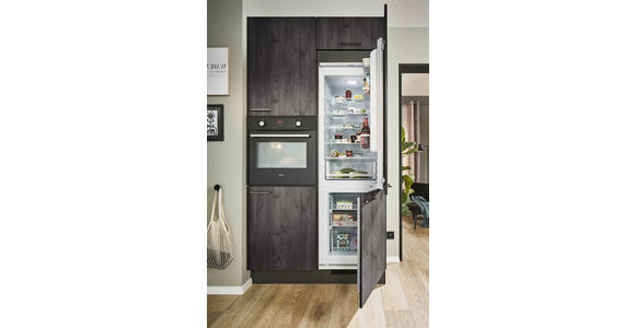 ECKKÜCHE 220/120 cm in Graphitfarben, Schwarz, Eiche dunkel - Eiche dunkel/Chromfarben, Design, Holzwerkstoff/Metall (220/120cm) - Xora