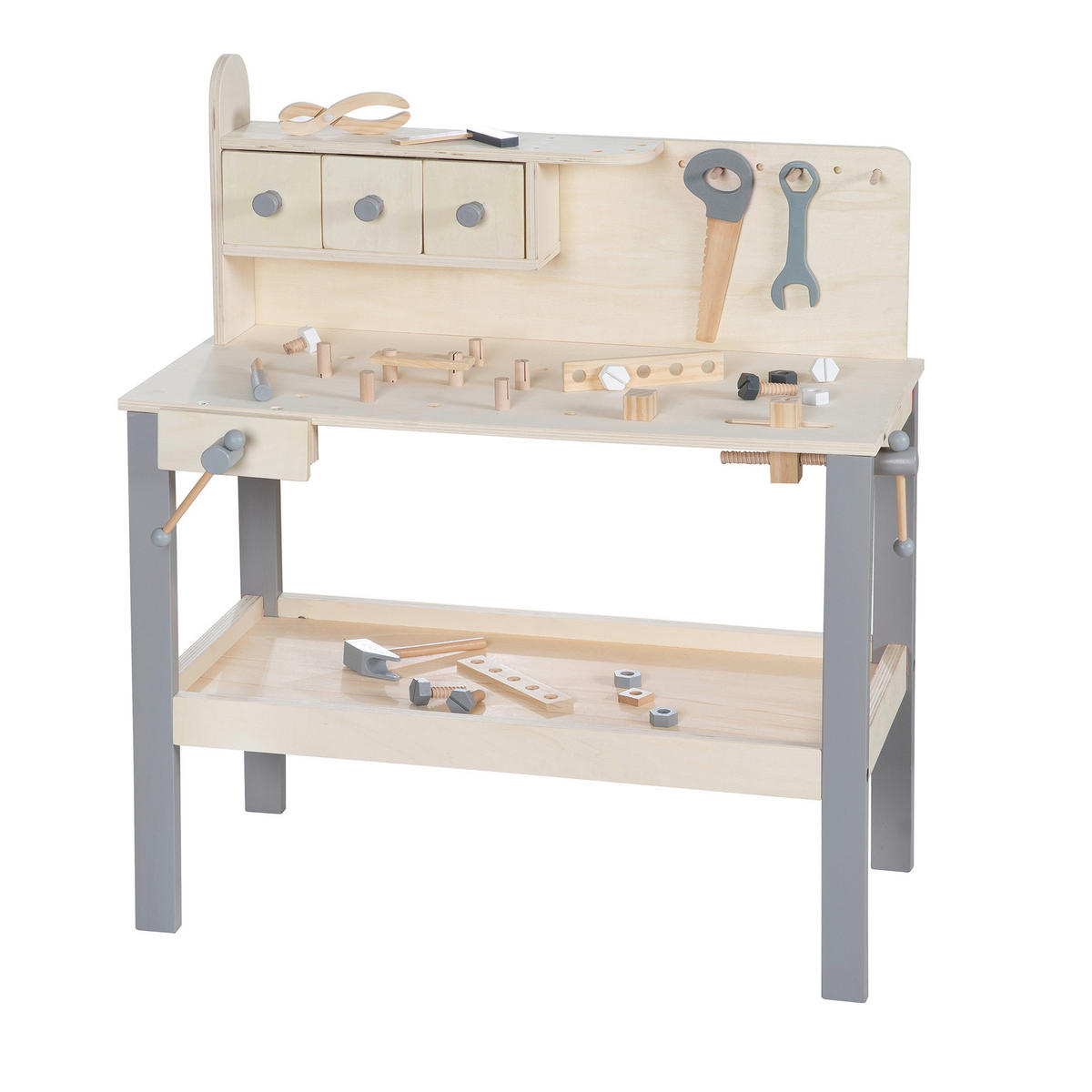 KINDERWERKBANK roba  - Naturfarben/Grau, Basics, Holz/Holzwerkstoff (73/85,5/41cm) - Roba