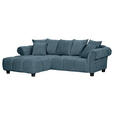 ECKSOFA  in Plüsch Petrol  190/288 cm  - Dunkelbraun/Petrol, KONVENTIONELL, Holz/Textil (190/288cm) - Carryhome