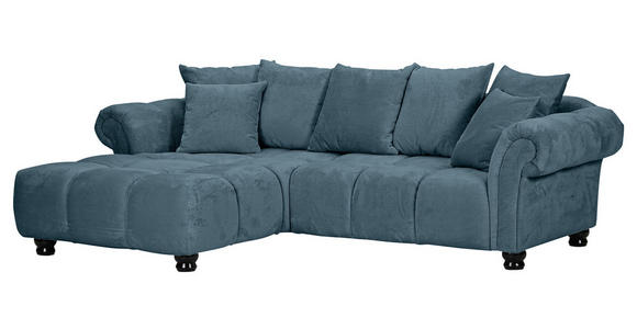 ECKSOFA  in Plüsch Petrol  190/288 cm  - Dunkelbraun/Petrol, KONVENTIONELL, Holz/Textil (190/288cm) - Carryhome