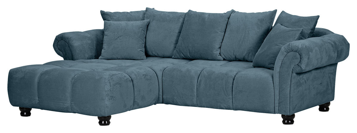 ECKSOFA Petrol Plüsch  - Dunkelbraun/Petrol, KONVENTIONELL, Holz/Textil (190/288cm) - Carryhome