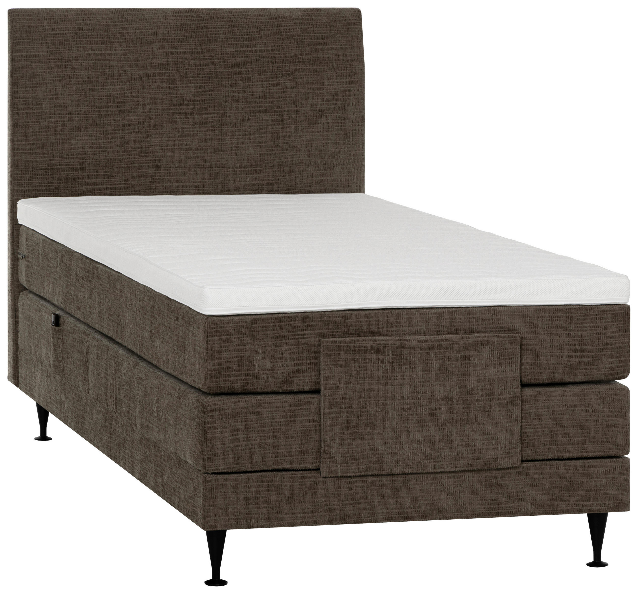 POSTELJA BOXSPRING 120 cm   x 200 cm  , tekstil rjava  - črna/rjava, Konvencionalno, kovina/tekstil (120/200cm) - Welnova