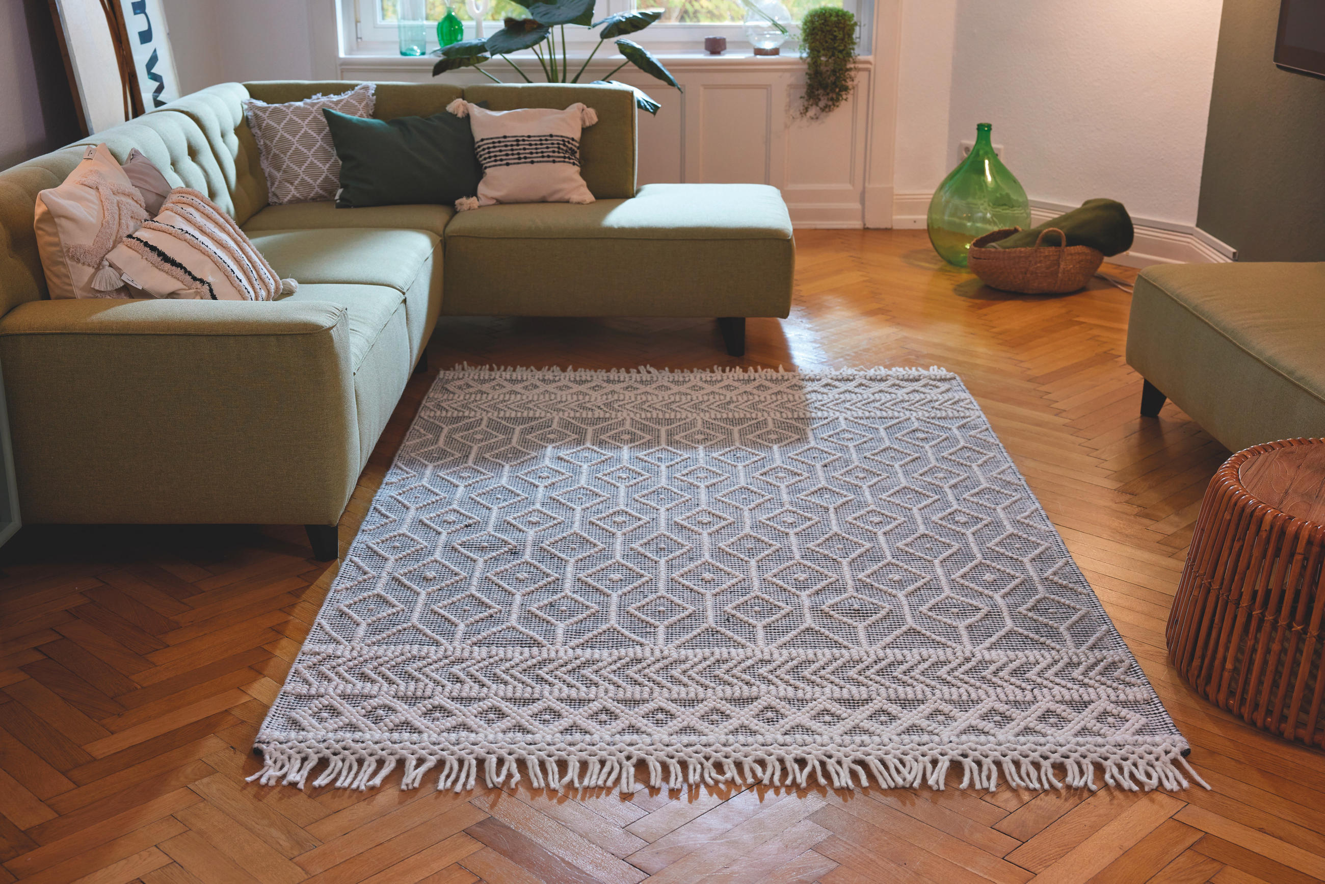 HANDWEBTEPPICH 160/230 cm Colored Macrame two Creme, Grau  - Creme/Grau, KONVENTIONELL, Textil (160/230cm) - Tom Tailor
