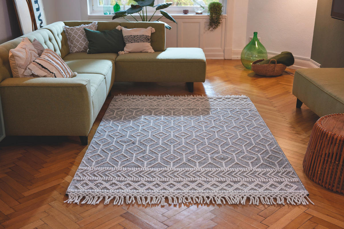 HANDWEBTEPPICH 140/200 cm Colored Macrame two Creme, Grau  - Creme/Grau, KONVENTIONELL, Textil (140/200cm) - Tom Tailor