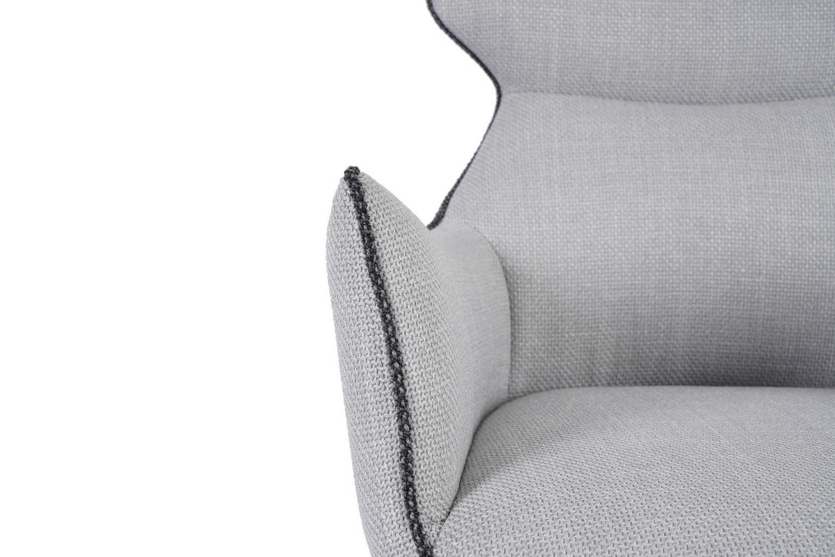SCAUN CU BRAțE in negru, gri deschis  - gri deschis/negru, Design, metal/textil (59/90/64cm) - Novel
