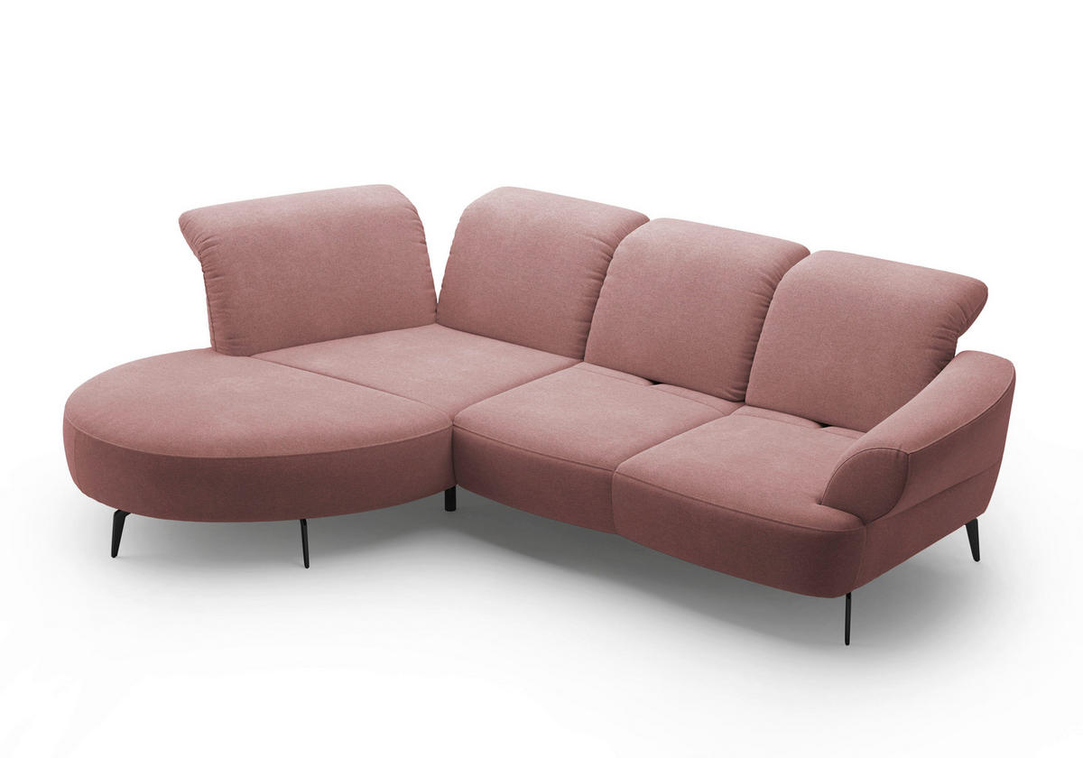 ECKSOFA DANCE E Altrosa Mikrofaser  - Schwarz/Altrosa, MODERN, Textil/Metall (208/313cm) - Sit & More