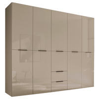 DREHTÜRENSCHRANK 250/212/57 cm,  in Kaschmir, 5 Tür(en)  - Kaschmir/Schwarz, KONVENTIONELL, Glas/Holzwerkstoff (250/212/57cm) - Boxxx