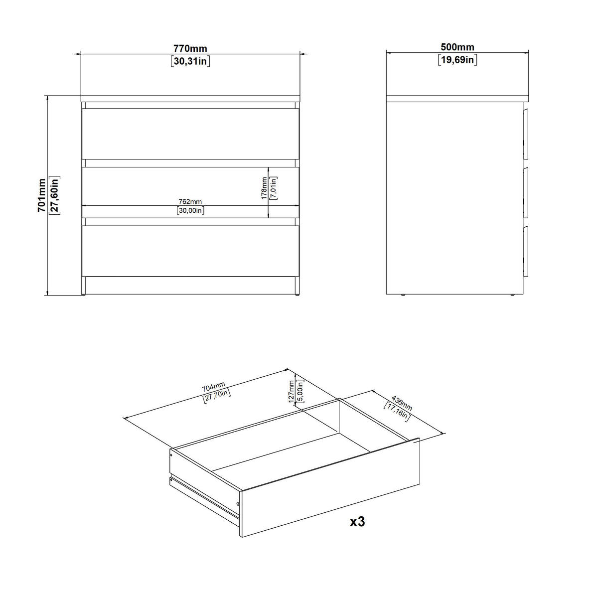 KOMMODE  in 77/70,1/50 cm  - Kaschmir/Eichefarben, Basics, Holzwerkstoff (77/70,1/50cm) - Boxxx
