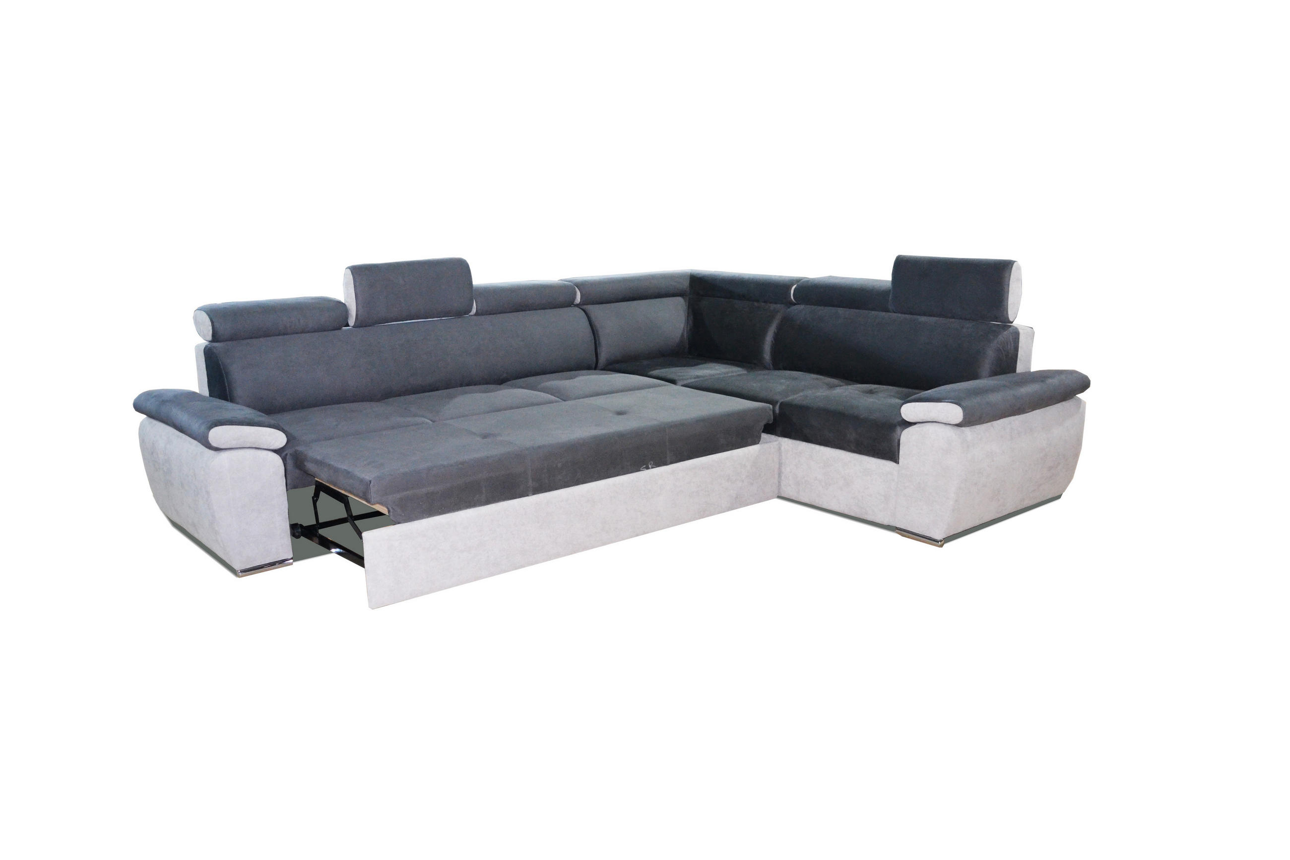 SJEDEĆA GARNITURA drvo, tekstil  svijetlo siva, tamno siva   - tamno siva/svijetlo siva, Moderno, drvo/tekstil (305/245cm) - Hom`in